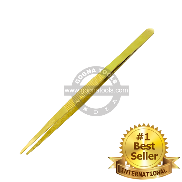 BRASS TWEEZER 8" SERRATED GRIPS AND TIPS