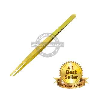 BRASS TWEEZER 8" SERRATED GRIPS AND TIPS