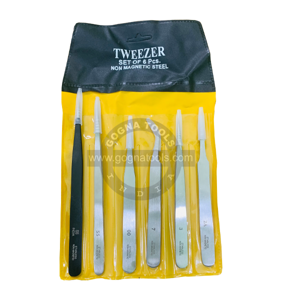 Non Magnetic Tweezer Set Of 6 Pcs