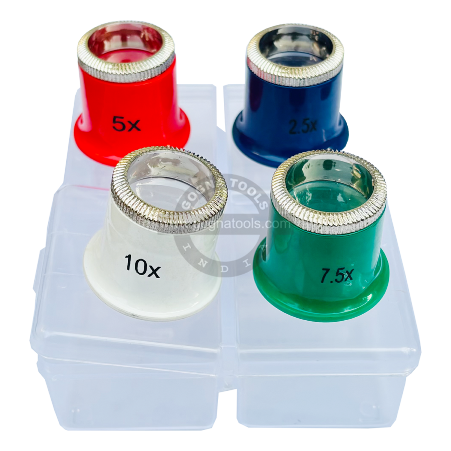 Eye Glass Plastic with Silver Ring Set of 4 Pcs