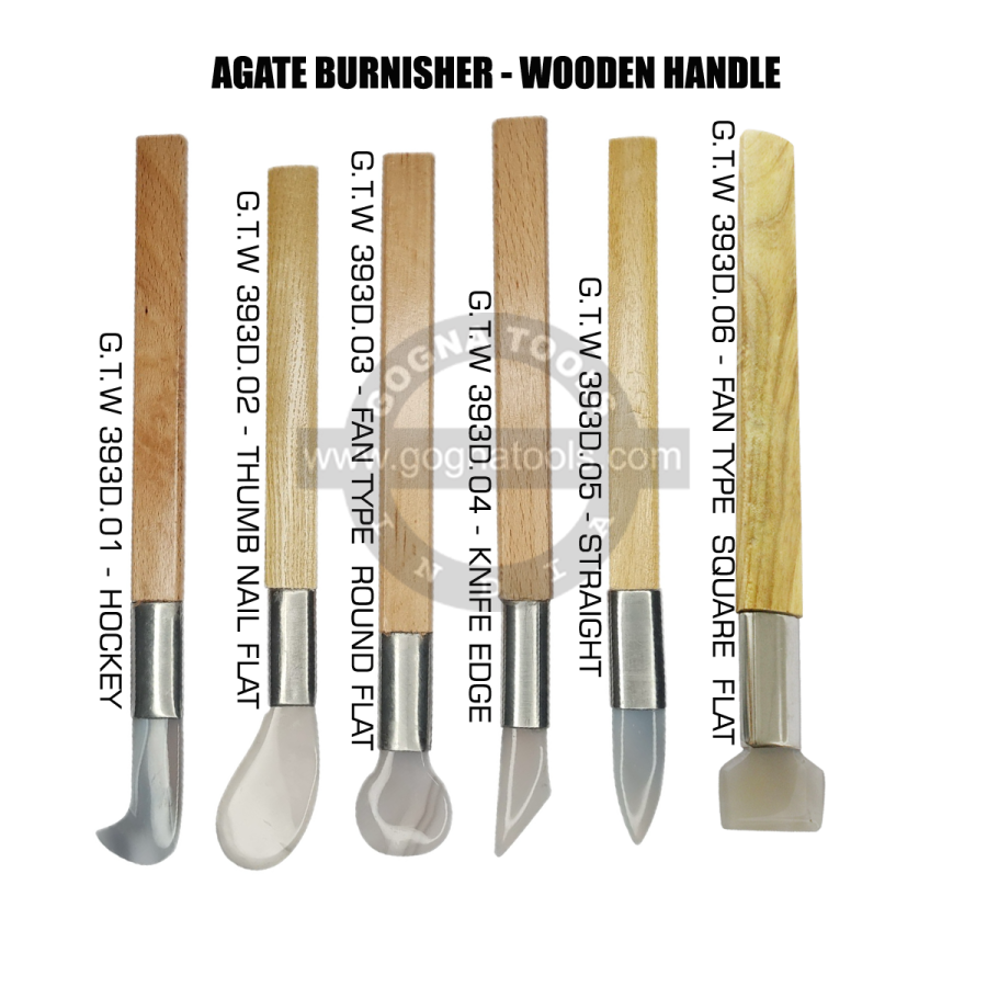 Agate Burnisher Wooden Handle
