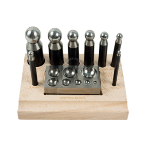 Flat Dapping  Block 8 Depressions & 8 Punches on Wooden Stand