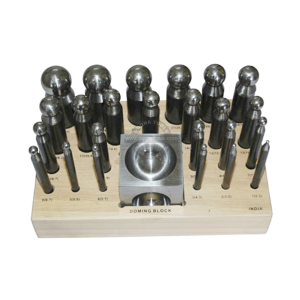 Doming Block 2" & 24 Punches on Wooden Stand