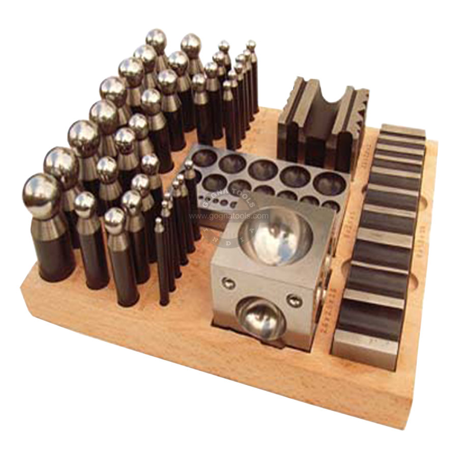 Jumbo Dapping Die & Punch Set of 40 Pcs on Wooden Stand