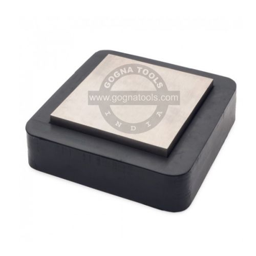 Steel Bench Block 3" X 3" X 10MM Inserted Into Rubber Cushion Base 4" X 4"