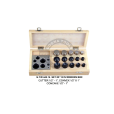 Disc Cutter Set Of 15 Pcs in Wooden Box - 1/2" to 1" (Cutter, Concave, Convex)