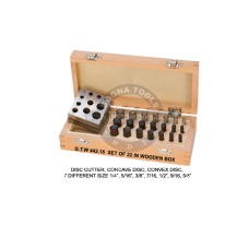 Disc Cutter Set Of 22 Pcs In Wooden Stand - 7 Different 1/4" to 5/8" (Cutter, Concave, Convex)