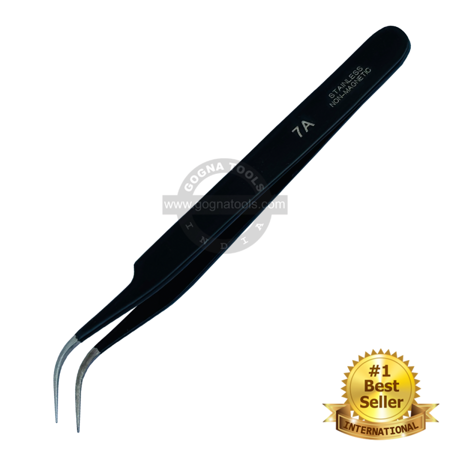 Tweezer ESD 7A Black Epoxy Coated