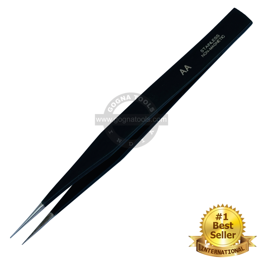 Tweezer ESD AA Black Epoxy Coated