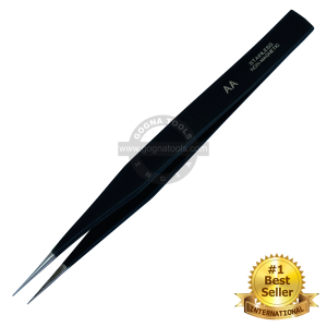 Tweezer ESD AA Black Epoxy Coated
