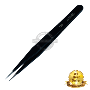 Tweezer ESD OO Black Epoxy Coated
