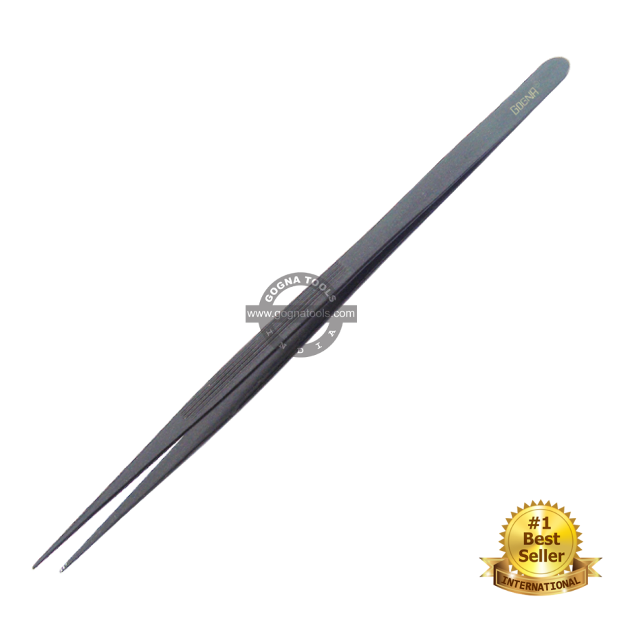 Diamond Tweezer Vertical Lines - Full Black Epoxy Coated