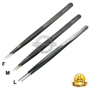 Diamond Tweezer German Type - Black Coated SS Tip F, M, M1, L, L1