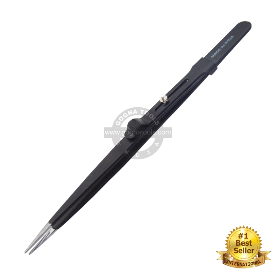 Diamond Tweezer Side Lock - Black Epoxy Coated White Tip