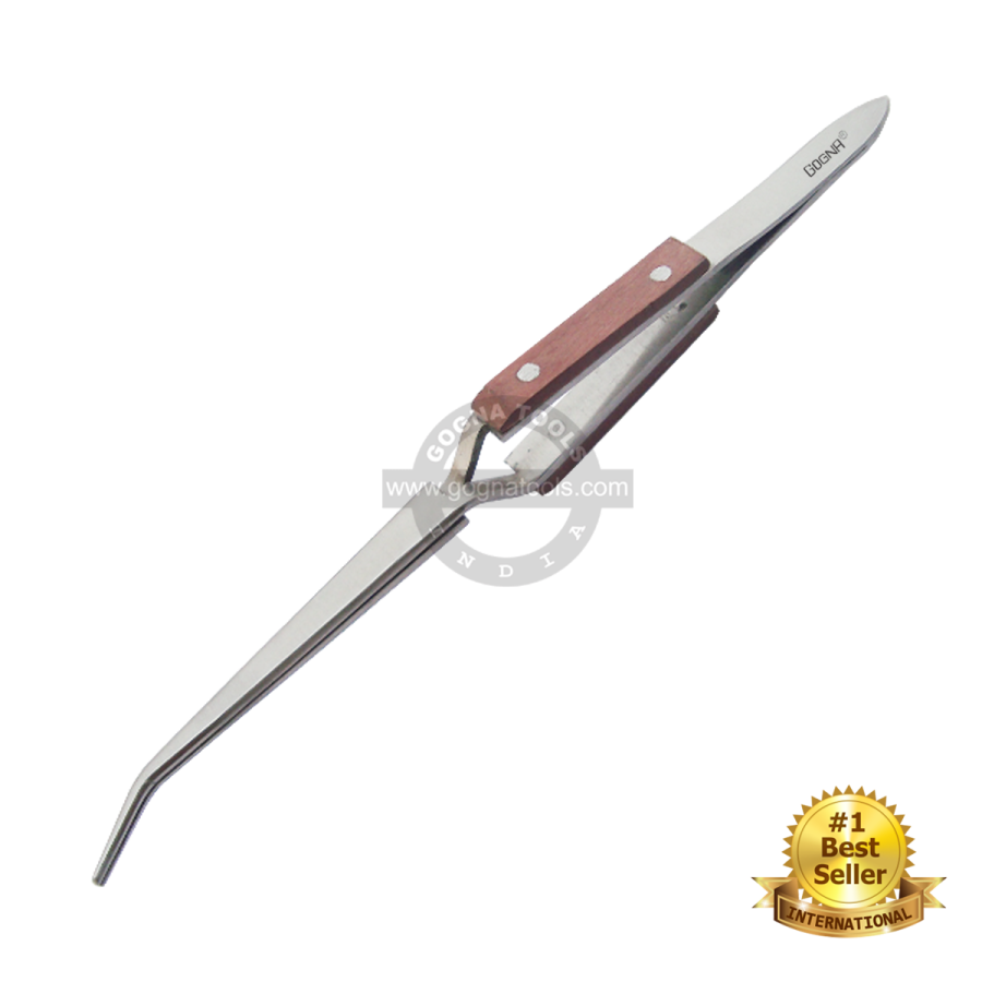 Soldering Tweezer X-Lock Fiber Grip Curved 6-1/2"