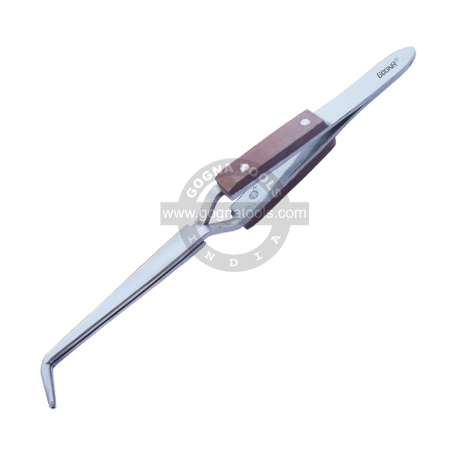 Soldering Tweezer X-Lock Fiber Grip Curved 6-1/2" - 90 Degree Bent