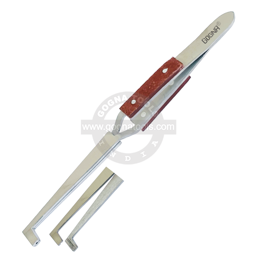 Tweezer X-Lock Fiber Grip 6-1/2" - 90 Degree Bent With Hole (Special Die Cut)