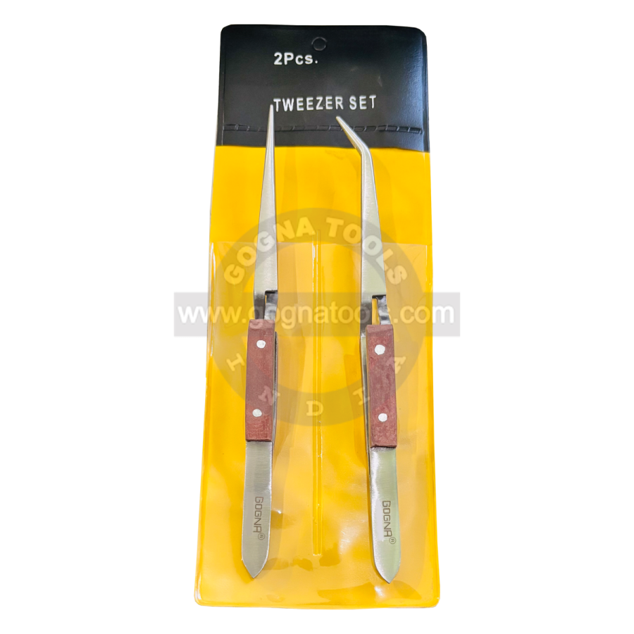 Jewellers Tweezer Set (2 Pieces) 6-1/2" - Fiber Grip For Jewelry Repairing/Soldering