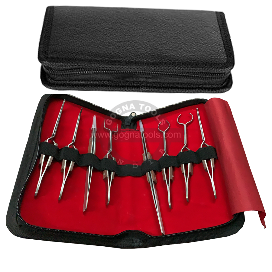Soldering Tweezer Fiber Grip Set of 8 Pcs - Zipper Case