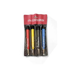 Scratch Brushes 4 Pcs Nylon, Brass, Steel, Fiber Glass