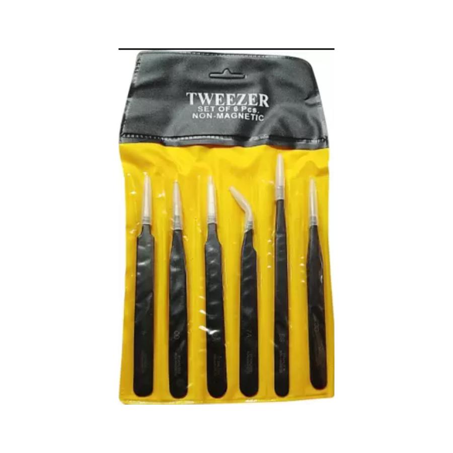 6 Pcs ESD Tweezer Set for Craft, Jewelry, Electronics, Soldering, Repair