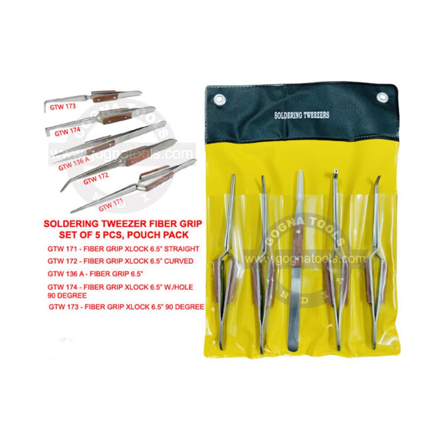 Jewelry Making Soldering Tweezer 5 PCS Set - Fiber Grip