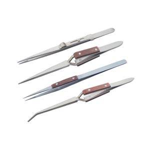 Soldering Tweezr Set Of 4 Pcs, Fiber Tweezers, Side Locking Tweezer